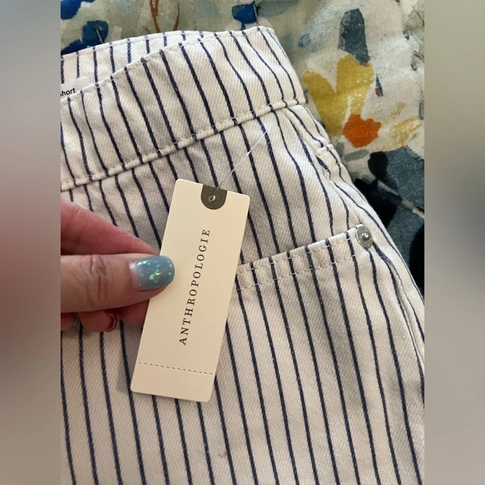 ANTHROPOLOGIE | FRAME 30 LE BRIGETTE JEAN SHORTS Blue Motif NWT - Picture 7 of 16